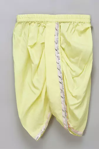 Ganpati embroidered pink yellow dhoti set