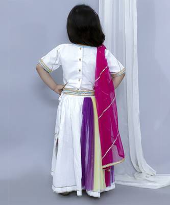 Kids playing holi print white holi lehnga set 2