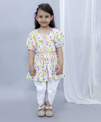 Multicolor hands holi kurta dhoti set 1