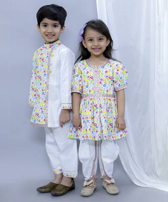 Multicolor hands holi kurta dhoti set 2