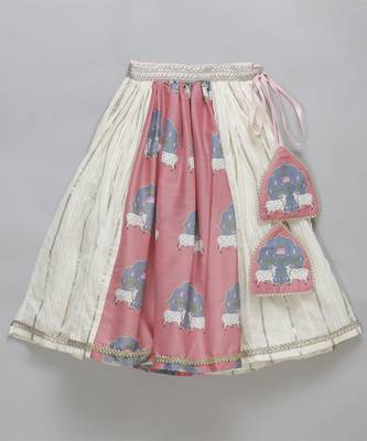 Cow printed pink and off white lehnga set 2