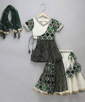 Green bandhini peplum blouse lehnga set 1