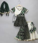 Green bandhini peplum blouse lehnga set