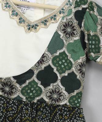 Green bandhini peplum blouse lehnga set 3