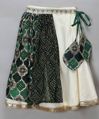 Green bandhini peplum blouse lehnga set 4