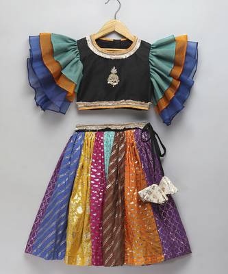 Black multi colors lehnga set 1