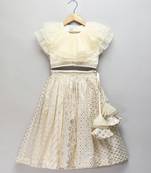Off white organza frill chanderi lehnga set