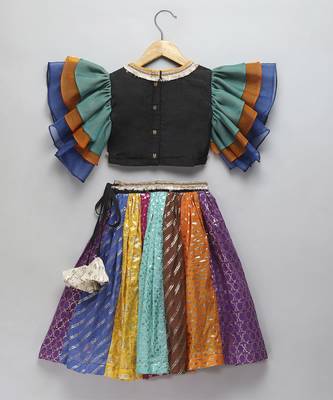 Black multi colors lehnga set 3