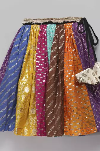 Black multi colors lehnga set