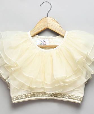 Off white organza frill chanderi lehnga set 3
