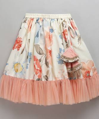 Floral printed off shoulder lehnga set with attached dupatta 2