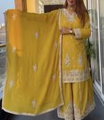 YellOW SILK EMBROIDERY PARTY WEAR SALWAR SUITS 