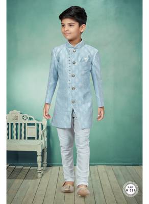 Off white thread and lesh work indowestern 1