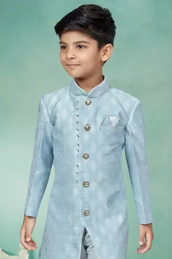 Off white thread and lesh work indowestern
