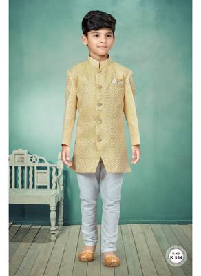 Off white stone botton work indowestern 1