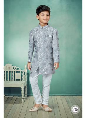 Off white thred and lesh work indowestern 1