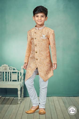 Off white thread and lesh work indowestern