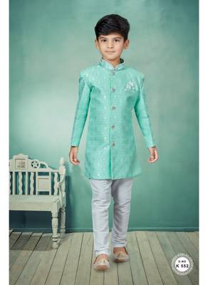 Off white thread and lesh work indowestern 1