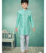 Off white thread and lesh work indowestern