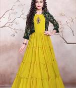 Yellow green Gown with Jacket for Girls Maxi Dress