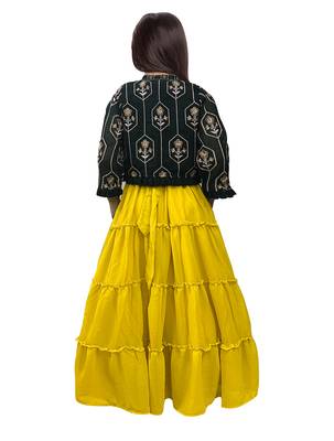 Yellow green Gown with Jacket for Girls Maxi Dress 2