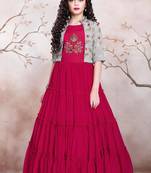 Pink grey Gown with Jacket for Girls Maxi Dress