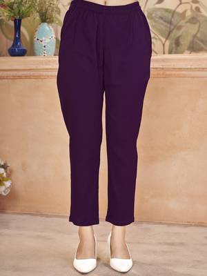 Wine violet solid & embroidered crepe straight kurta pant dupatta set 4