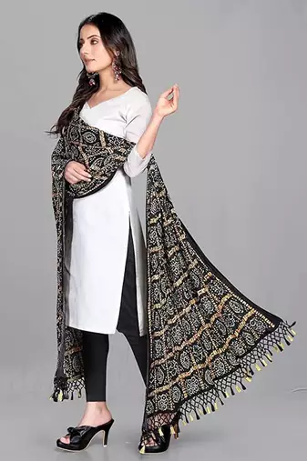 Trendmalls Women's Bandhej Chinon Silk Dupatta