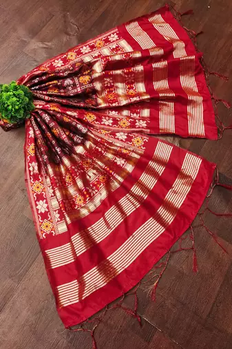 Trendmalls Women's Jacquard Silk Patola Design Dupatta