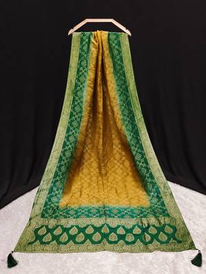 Trendmalls Women's Banarasi Silk Ethnic Motiff Design Dupatta 1