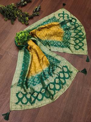 Trendmalls Women's Banarasi Silk Ethnic Motiff Design Dupatta 3