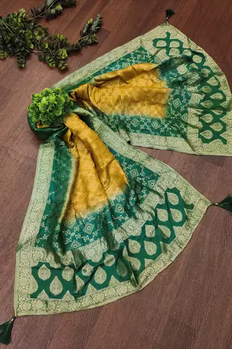 Trendmalls Women's Banarasi Silk Ethnic Motiff Design Dupatta
