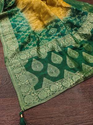 Trendmalls Women's Banarasi Silk Ethnic Motiff Design Dupatta 4