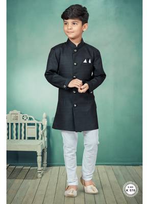 Off white  indowestern with fancy batton 1