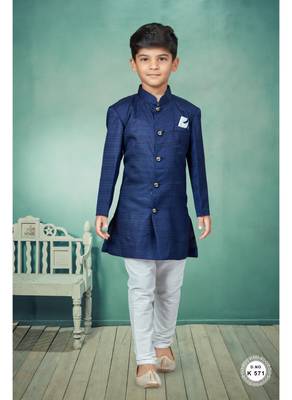 Off white  indowestern with fancy batton 1