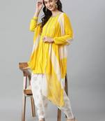 Yellow&White Embellished Rayon A-Line Kurta With Punjabi Salwar Suit