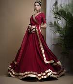 Maroon Heavy Mirror Short Kurti And Lehenga Set