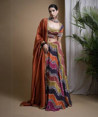 Multi Color Digital Print Heavy Lehenga Set 1