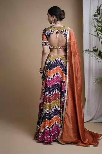 Multi Color Digital Print Heavy Lehenga Set