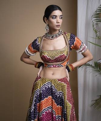 Multi Color Digital Print Heavy Lehenga Set 3