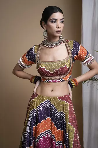 Multi Color Digital Print Heavy Lehenga Set