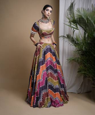 Multi Color Digital Print Heavy Lehenga Set 4