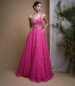Hot Pink Digital Print Indo Lehenga Set