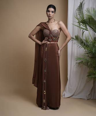 Rustic brown corset drape set 2