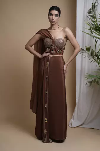 Rustic brown corset drape set