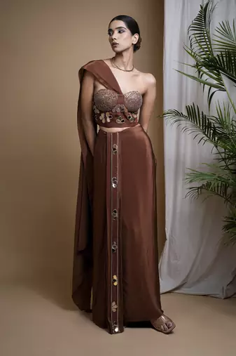 Rustic brown corset drape set