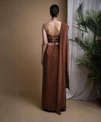Rustic brown corset drape set 5