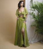 Green kaudi digital print indo set