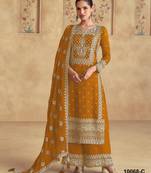 Yellow heavy embroidery georgette semi stitched suits