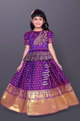 Girl's Silk Blend Violet Readymade Lehenga Choli 1
